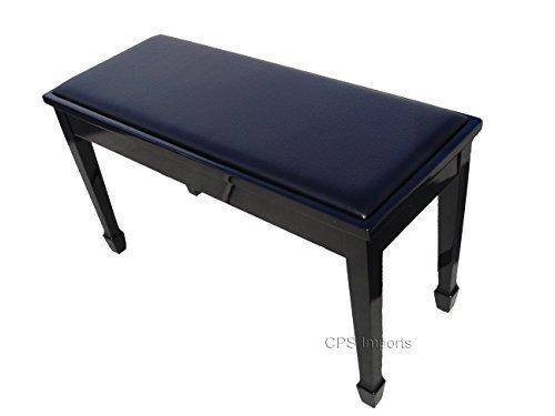 Ebony grand piano bench with music storage