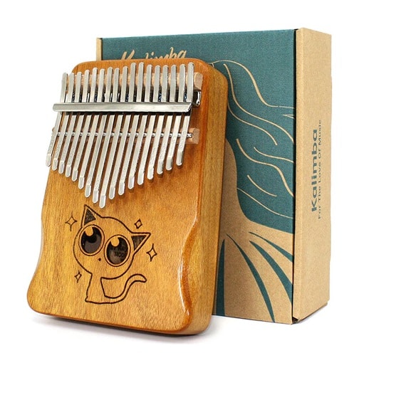 Kalimba Thumb Piano Premium 17 Key Mahogany Kalimba 17 Cat Brown2