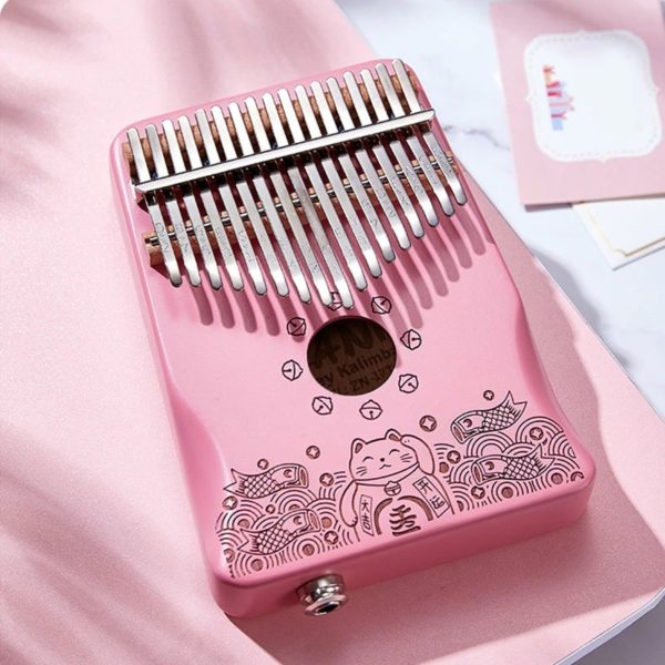 Kalimba Thumb Piano Premium 17 Key Mahogany Kalimba 19 Cat Pink