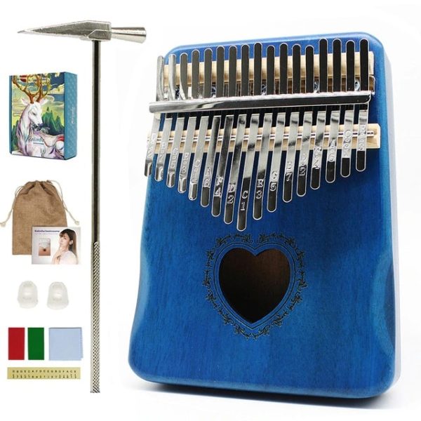 Kalimba Thumb Piano Premium 17 Key Mahogany Kalimba 15 Love Blue